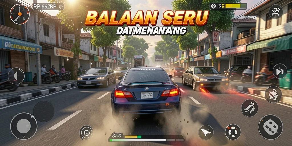 Tampilan gameplay RP62RP yang penuh aksi dan kecepatan.